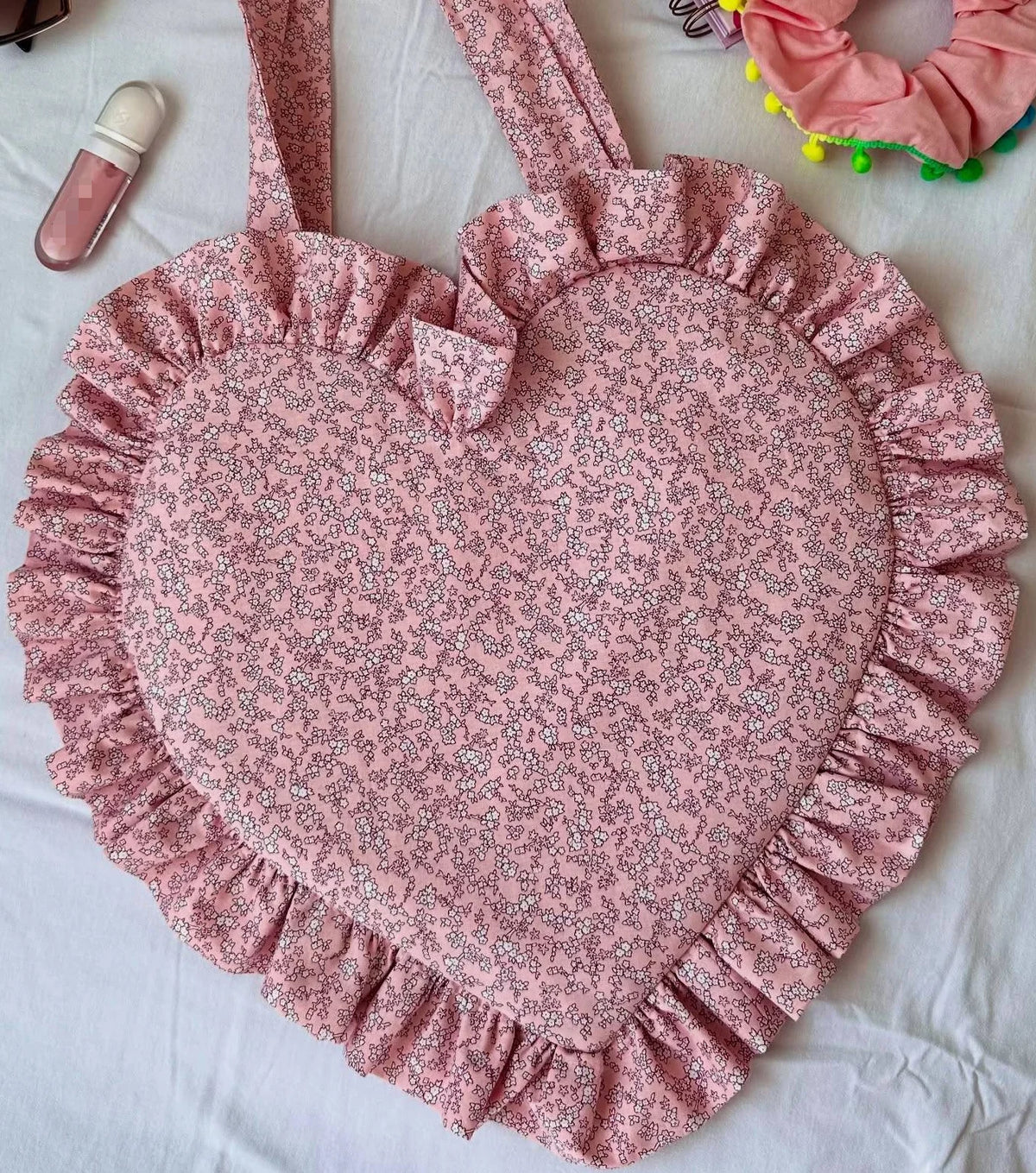 Handmade Cotton Heart Shaped Quilted Croquet Tote Bag Purse Custom Logo Shoulder Bag