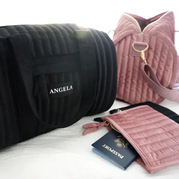 Handmade Custom Travel ToTe Handbag Personalized Velvet Duffle Bag Large Size Weekender Gym Bag