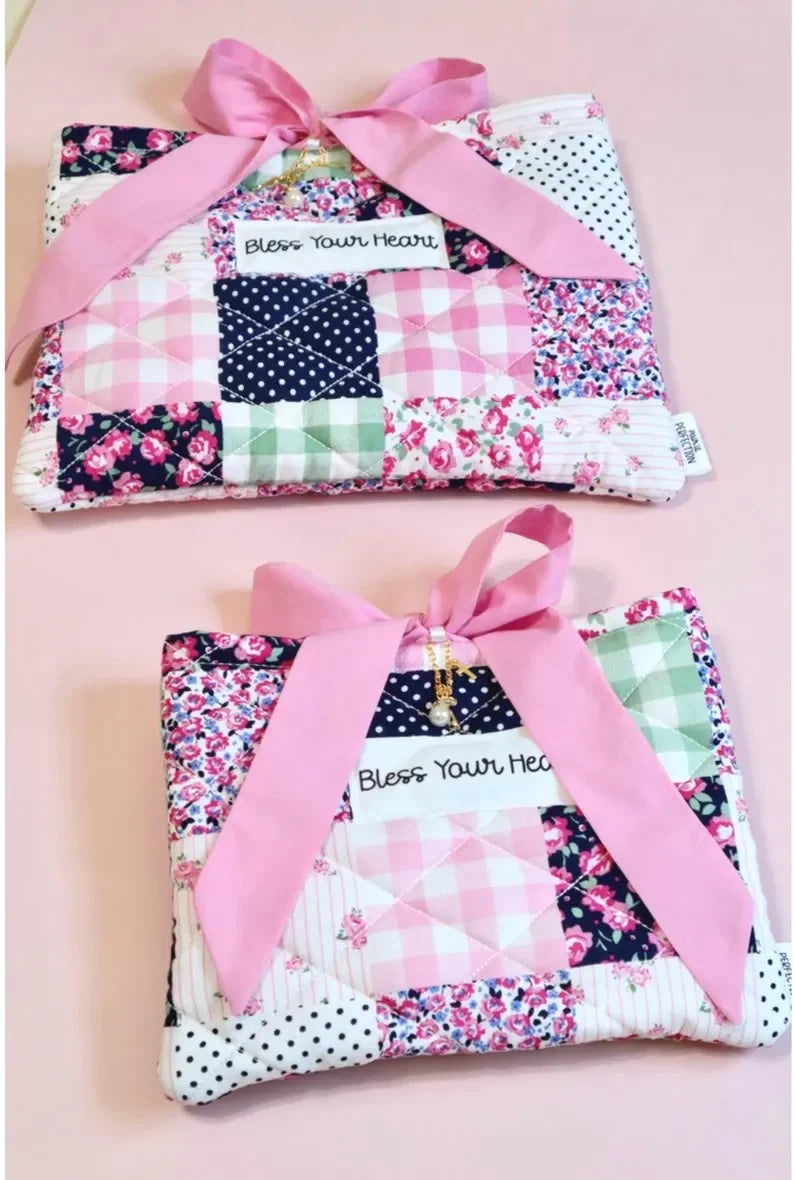 Handmade Floral Cotton Book Cover Customized Bible Ruffle Sleeve Kindle Sleeve With Bow