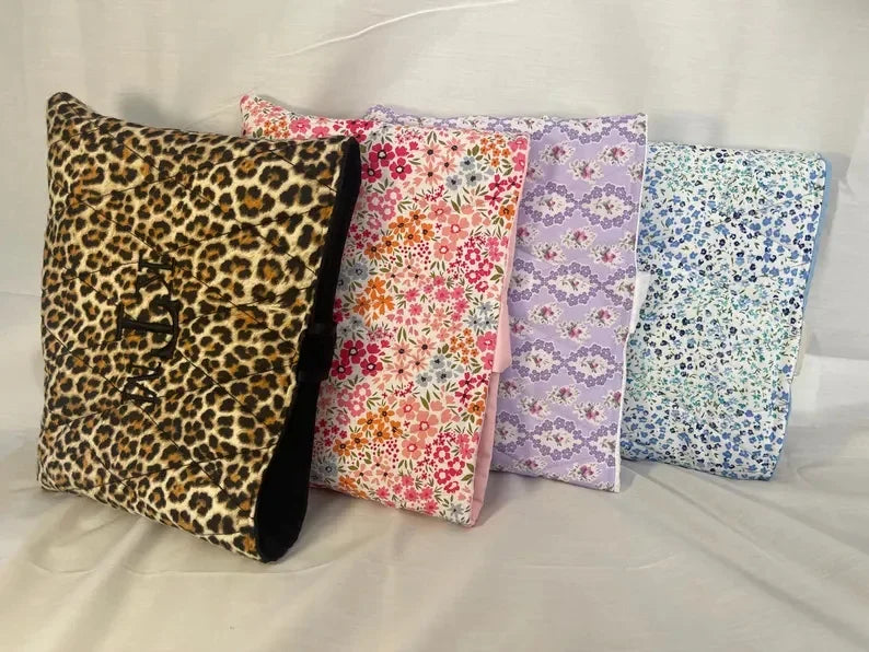 Handmade Quilted Book Cover Embroidered Quilted Bible Sleeve Floral Quilted Bow Bible/Book Bag