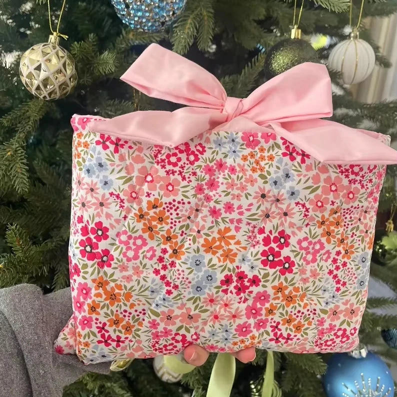Handmade Quilted Book Cover Embroidered Quilted Bible Sleeve Floral Quilted Bow Bible/Book Bag