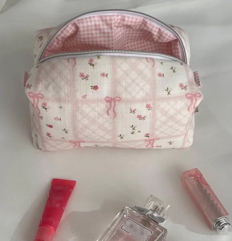 Handmade Shimmering Sequins Makeup Bag Blue Cosmetic Bag Small Travel Toiletry Organizer Gorgeous Zipper Pouch