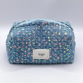 Handmade Shimmering Sequins Makeup Bag Blue Cosmetic Bag Small Travel Toiletry Organizer Gorgeous Zipper Pouch