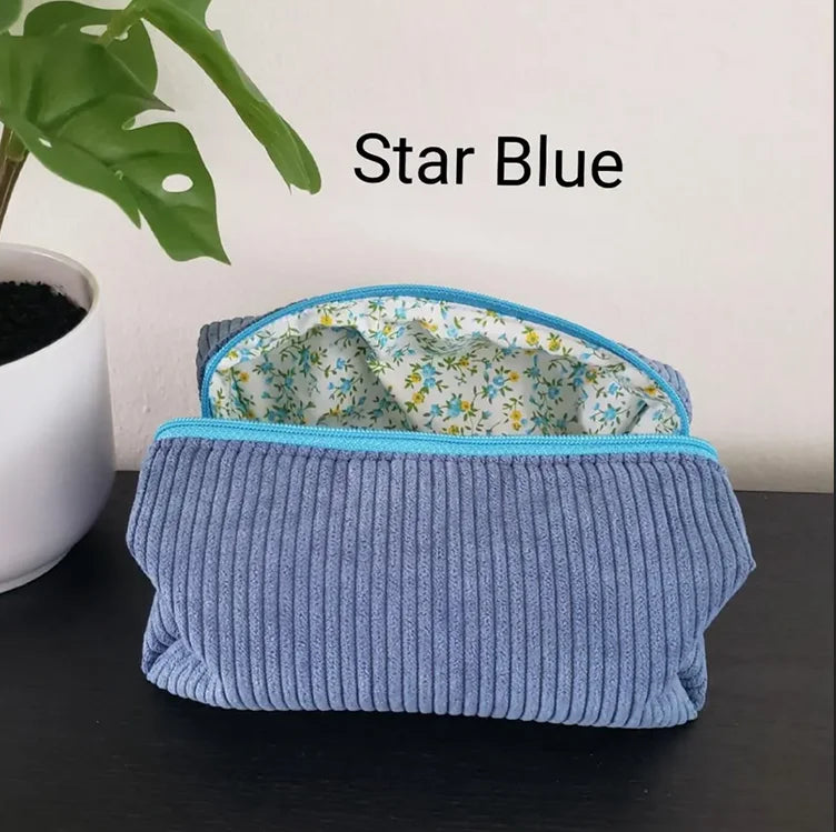 Handmade Small Corduroy Cosmetic Bag Custom Logo Velvet Makeup Bag Lightweight Travel Women Toiletry Pouch