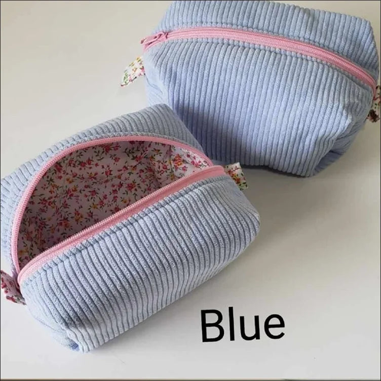 Handmade Small Corduroy Cosmetic Bag Custom Logo Velvet Makeup Bag Lightweight Travel Women Toiletry Pouch