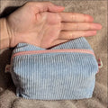 Handmade Small Corduroy Cosmetic Bag Custom Logo Velvet Makeup Bag Lightweight Travel Women Toiletry Pouch