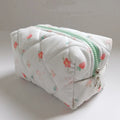 Handmade pink Flower Make up Bags Medium Travel Foldable Quilted Beauty Pouches Multifunction Corduroy Cosmetics Organizer Bags