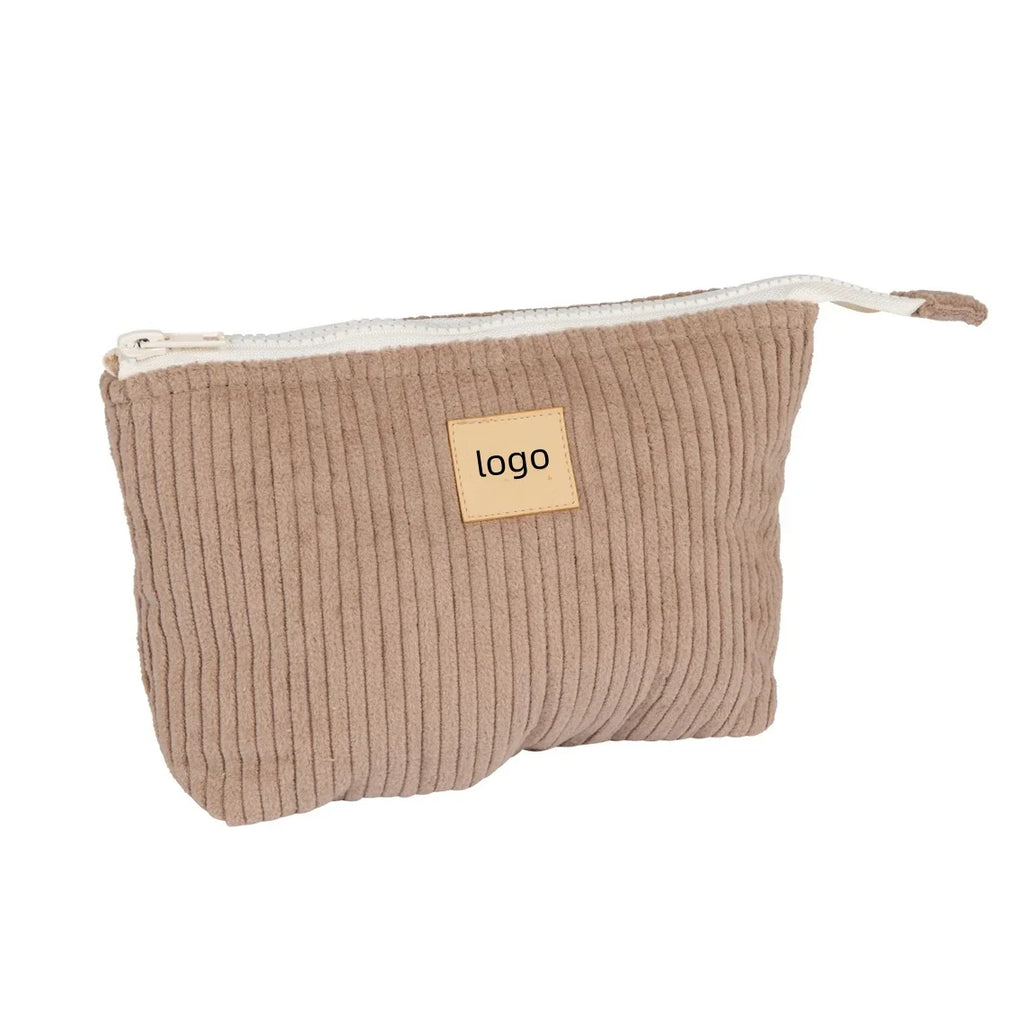 High Quality Cotton Makeup Bag Custom Capacious Bags Portable Corduroy Travel Case