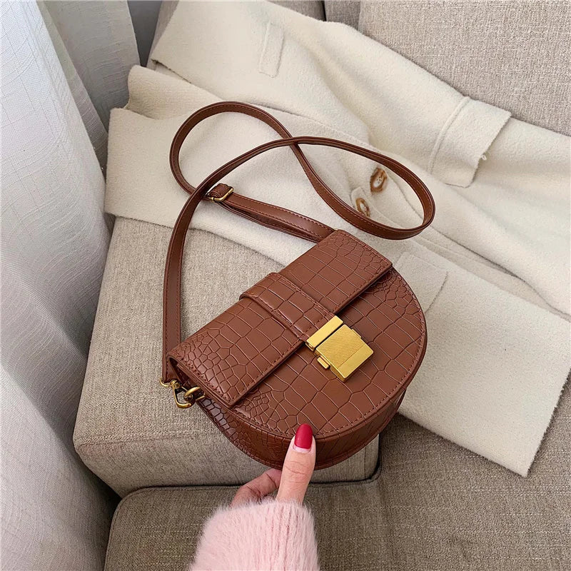 High Quality Custom Logo Stone Crocodile Pattern Mini Portable Satchel PU Bag