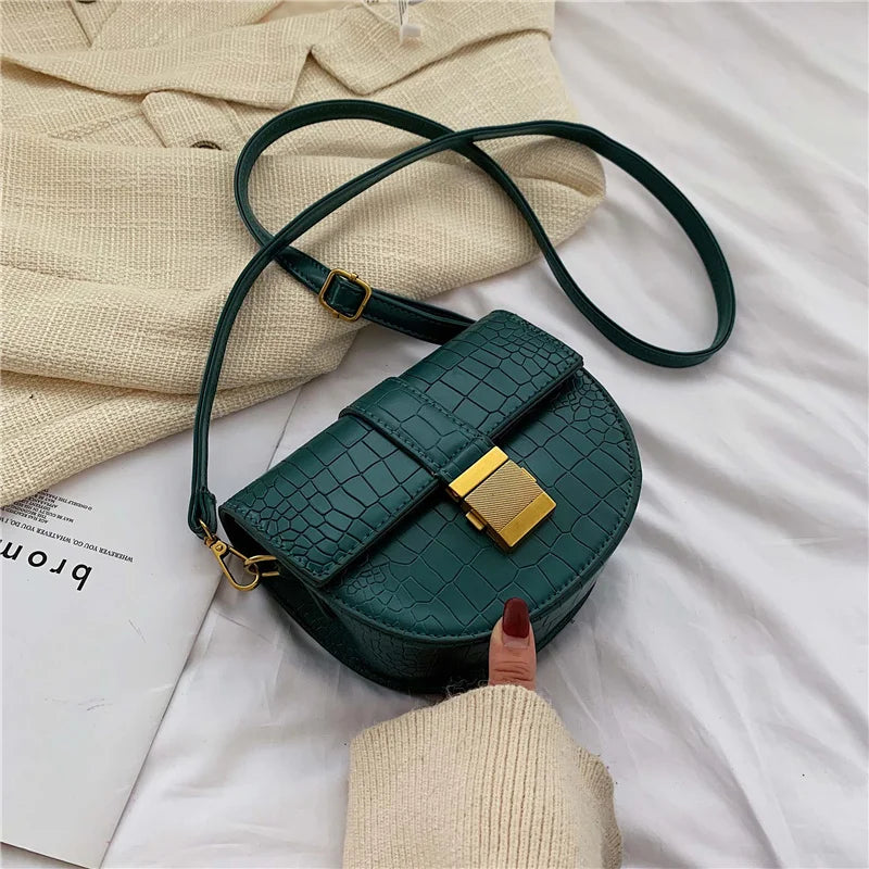 High Quality Custom Logo Stone Crocodile Pattern Mini Portable Satchel PU Bag