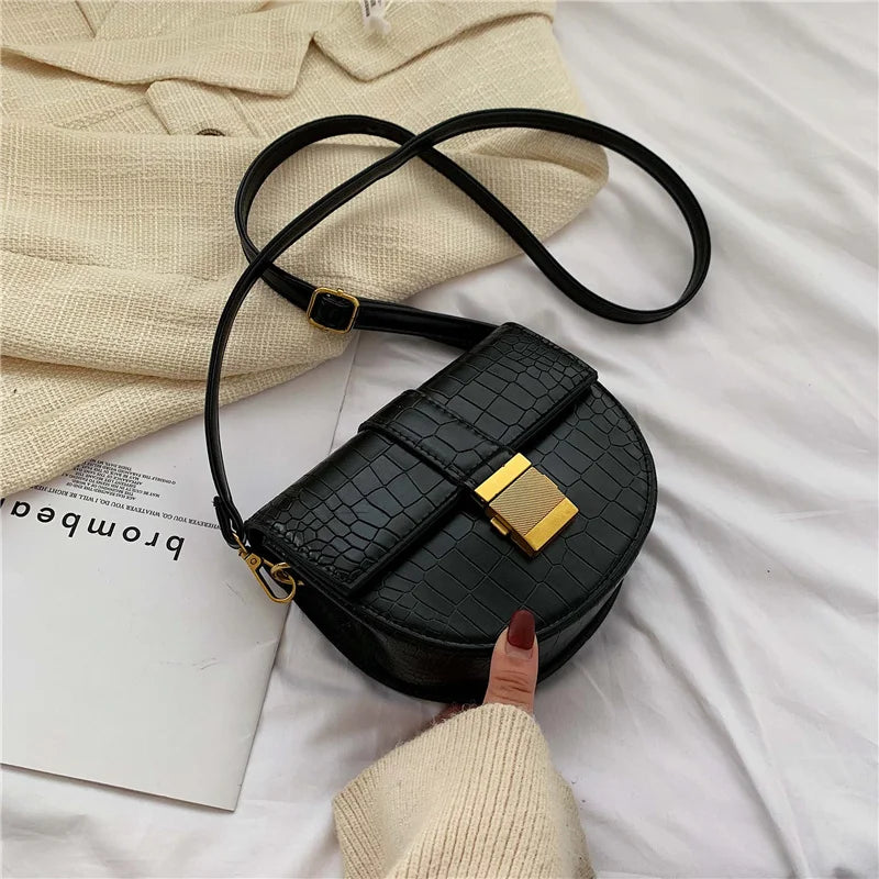 High Quality Custom Logo Stone Crocodile Pattern Mini Portable Satchel PU Bag