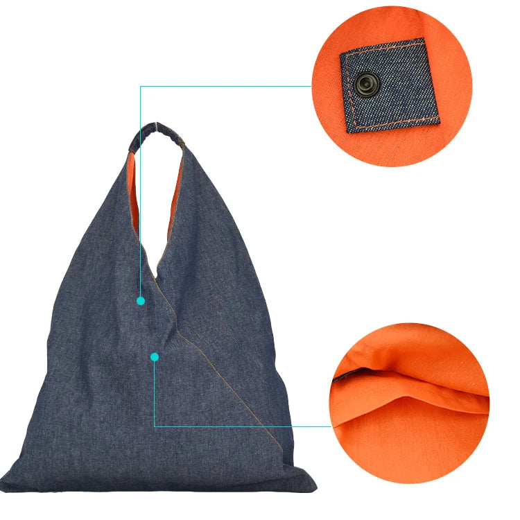High Quality Designer Style Eco-friendly Denim Women's Fashion Bag with Zipper Closure Waterproof