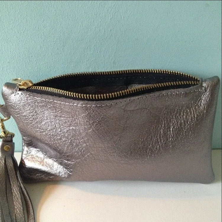 High Quality Gold Pu Leather Makeup Bag Personalized Tassel Cosmetic Bag Wedding Bridesmaid Gift Travel Pouch