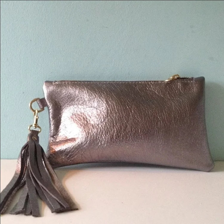 High Quality Gold Pu Leather Makeup Bag Personalized Tassel Cosmetic Bag Wedding Bridesmaid Gift Travel Pouch