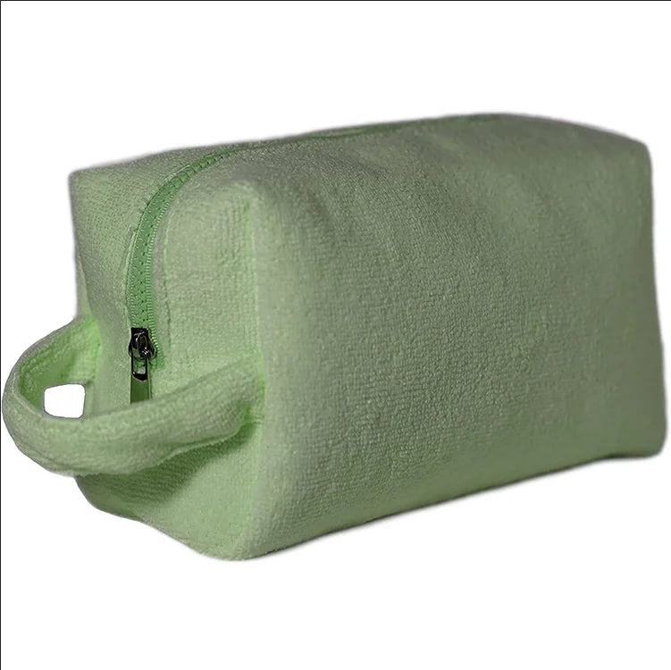 High Quality Terry Cloth Makeup Bag Portable Custom Logo Cotton Cosmetic Bag Personalized Towel Cloth Cosmetic Bag with Handle