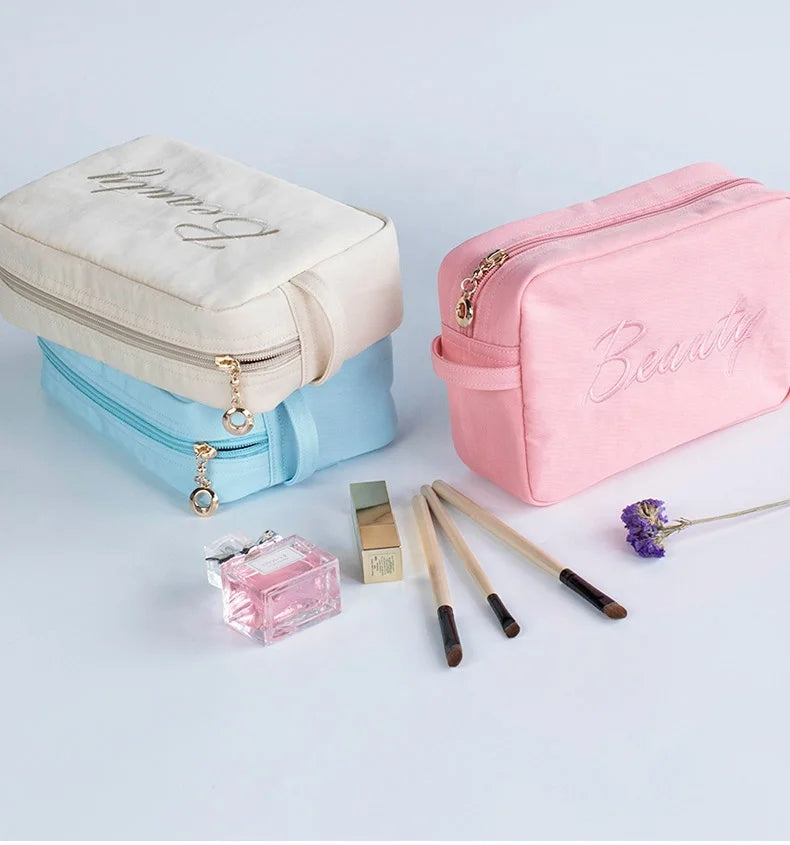 Hot Sale Cosmetic Bag Set Nylon Make up Bag Large Capacity Portable Storage Bag Custom logo