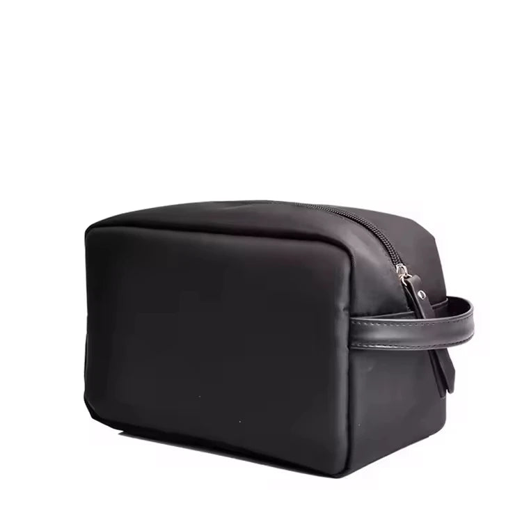 Hot Sale Customized Logo Canvas Travel for Toiletry Bag for Men PU Material Zipper Closure Fashionable Black Cosmetic Pouch