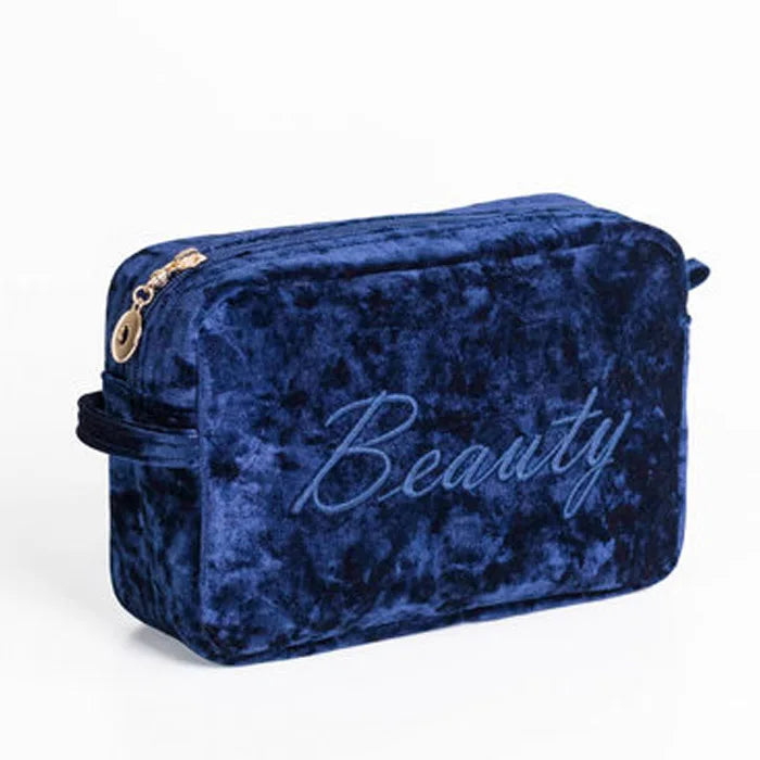 Hot Sale Velvet Women Makeup Bag Brush Cosmetic Pouch Toiltery Bag with Embroidery