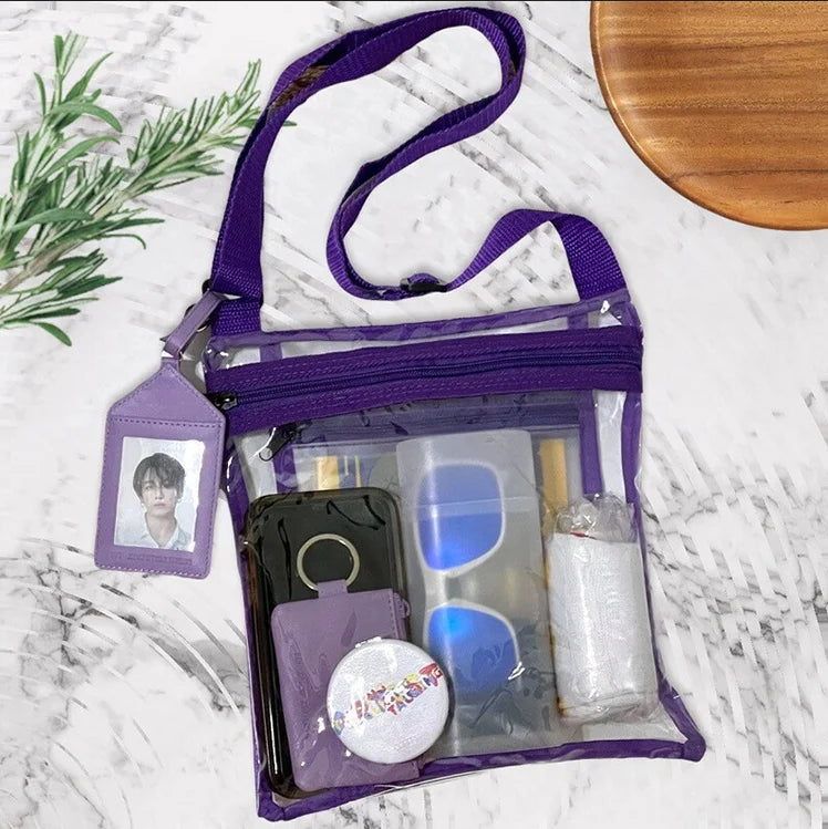 Hot Sale clear Zipper Crossbody Bag PVC Tote Shoulder Bag Custom Transparent Messenger Bag for Ladies
