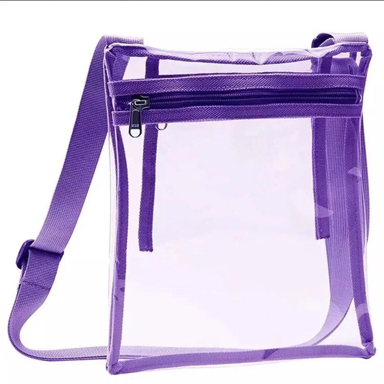 Hot Sale clear Zipper Crossbody Bag PVC Tote Shoulder Bag Custom Transparent Messenger Bag for Ladies