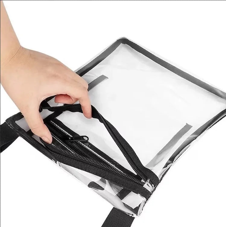 Hot Sale clear Zipper Crossbody Bag PVC Tote Shoulder Bag Custom Transparent Messenger Bag for Ladies