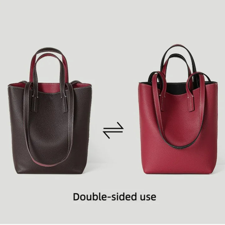 Hot Sale of Genuine Leather Women's Handbags Soft Cowhide Lightweight yet Spacious Double Sided Ladies Shoulder Bags Tote Bags