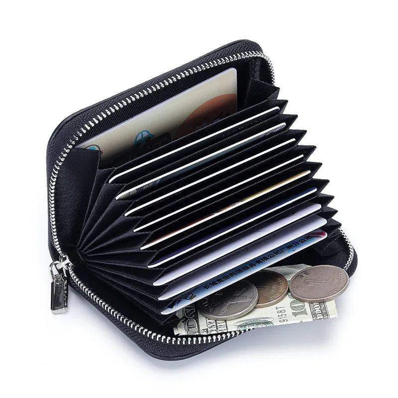 Hot Selling Genuine Leather Card Bags Wallets Wholesale or Custom Sheepskin Woven Small Card Holder Purse