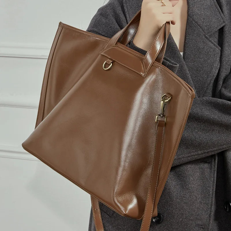 Hot Selling Genuine Leather Women's Handbags Vegetable Tanned Cowhide Ladies Bags Large Handbags for Women OEM ODM