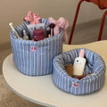 Hot Selling Striped Makeup Organizer Cosmetic Storage Baskets Bags Cute Gift