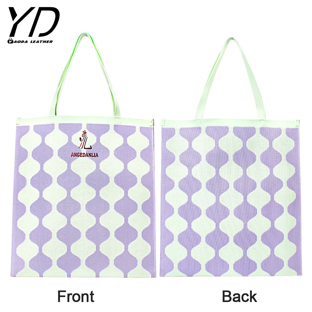 Hot Selling Wholesale Bohemian Square Tote Bag Knitted Handbags Handmade Woven Summer Beach Bag