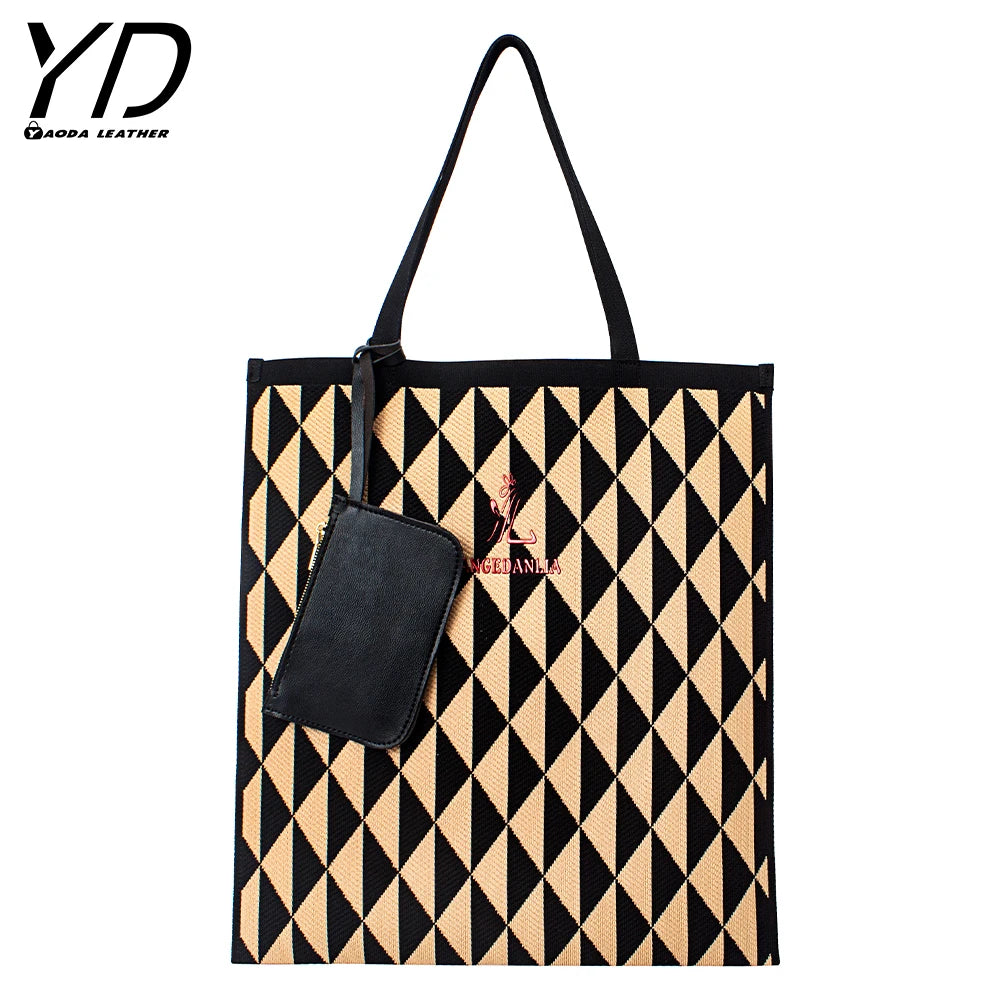 Hot Selling Wholesale Bohemian Square Tote Bag Knitted Handbags Handmade Woven Summer Beach Bag