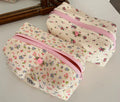 Ins Hot Selling Customized Makeup Bag Cotton Women Travel Cosmetic Bag Quilted Make up Pouch With Accessories and Zipper