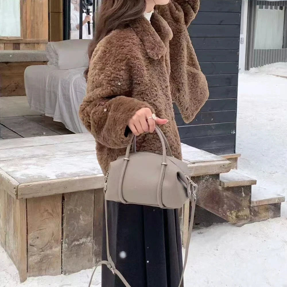 Korean Retro Minimalist Boston Pillow Bag 2026 New Handbag