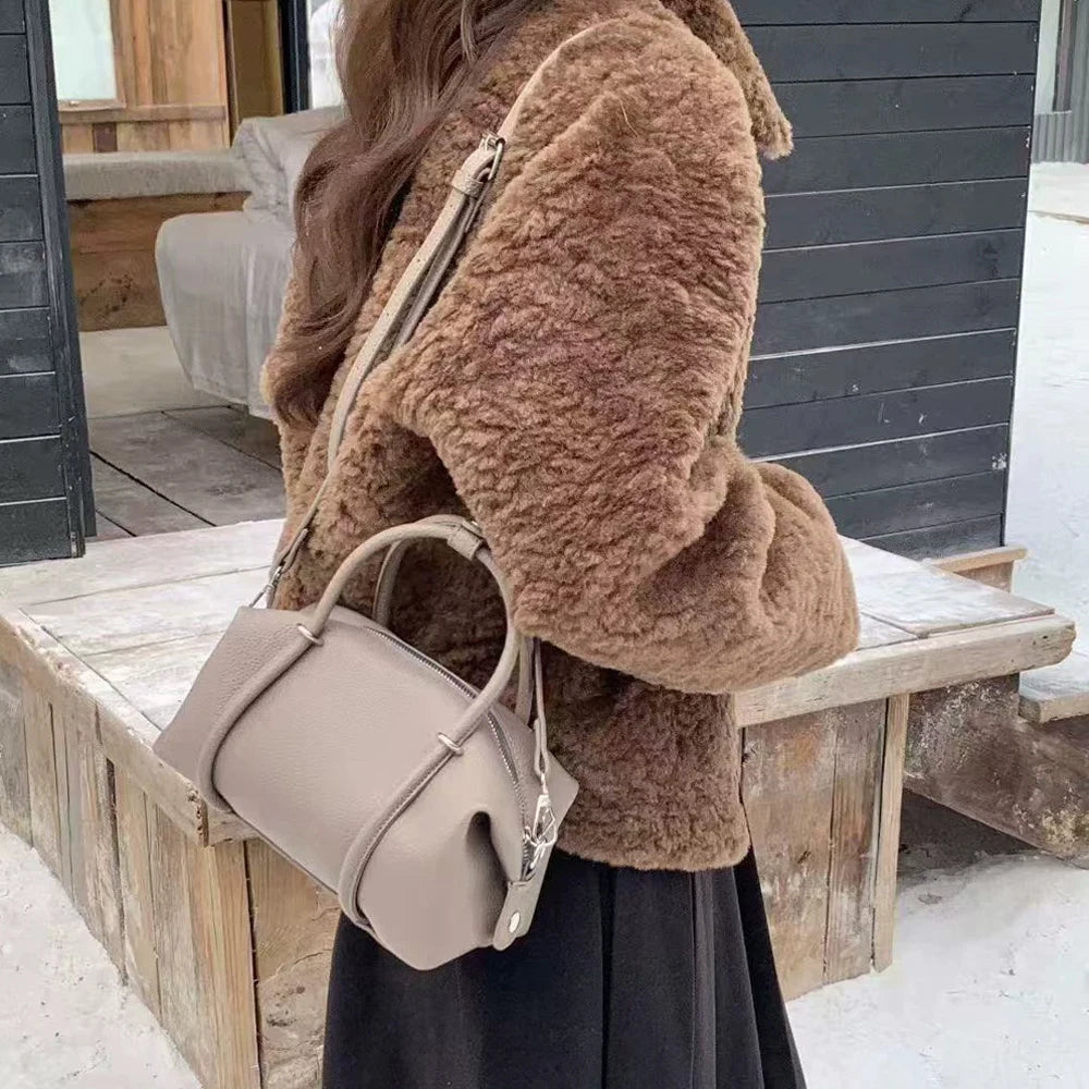 Korean Retro Minimalist Boston Pillow Bag 2026 New Handbag