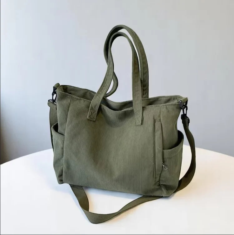Large Size Corduroy Tote Bag Trendy Women Shoulder Purse Handbag Soft Daily Velvet Crossbody Bag for Women