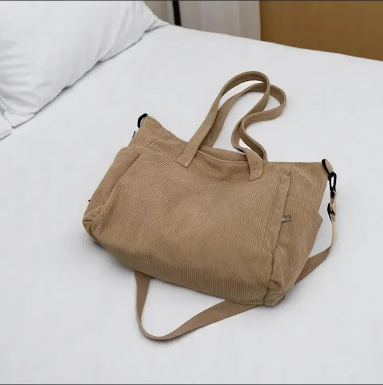 Large Size Corduroy Tote Bag Trendy Women Shoulder Purse Handbag Soft Daily Velvet Crossbody Bag for Women