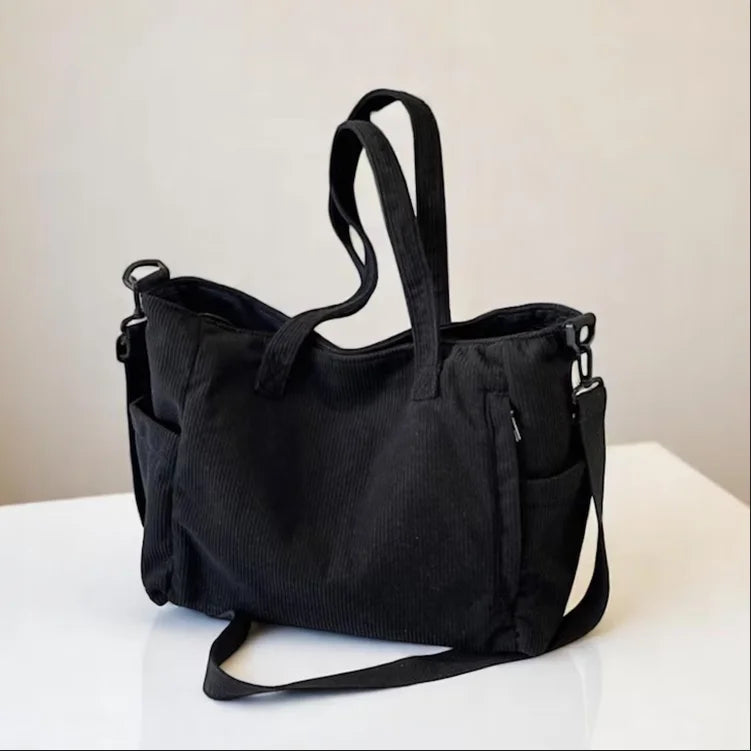 Large Size Corduroy Tote Bag Trendy Women Shoulder Purse Handbag Soft Daily Velvet Crossbody Bag for Women