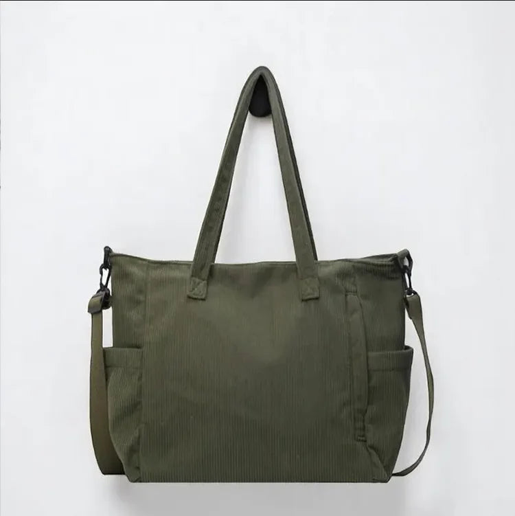 Large Size Corduroy Tote Bag Trendy Women Shoulder Purse Handbag Soft Daily Velvet Crossbody Bag for Women