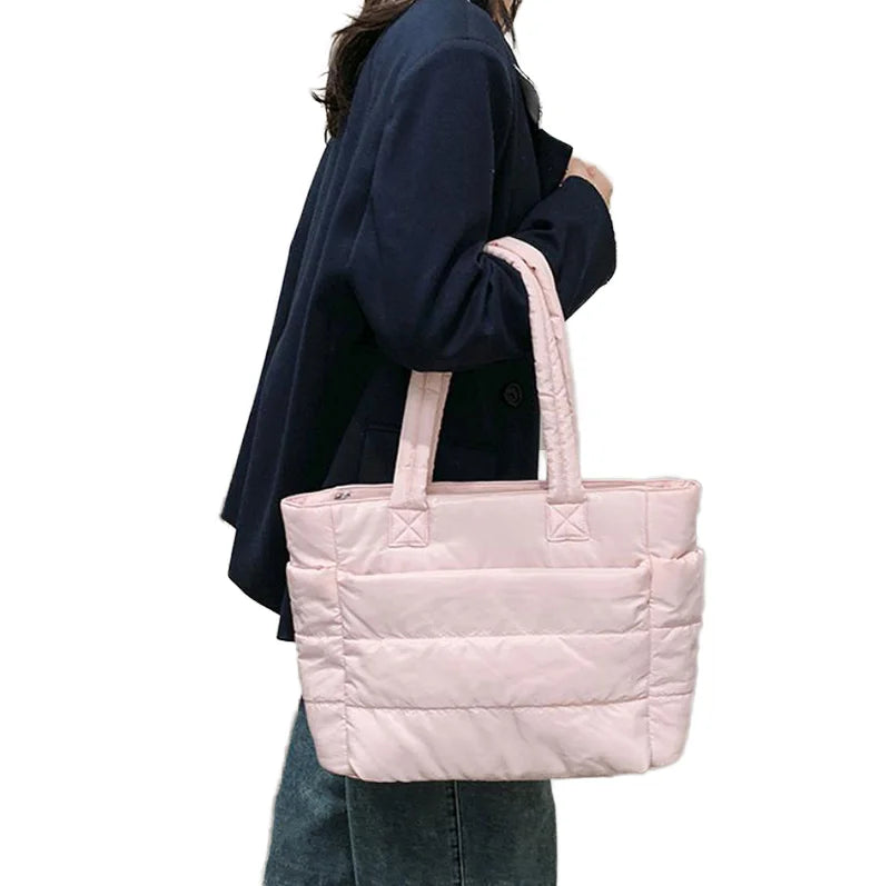 Large-capacity Nylon Tote Bag for Women Autumn Travel Portable Storage Multifunctional Shoulder Organizer Compartments Zipper