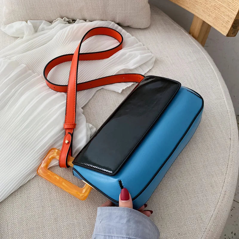 Latest Fashion European Cheap square Hit Color Acrylic Blue Handbags