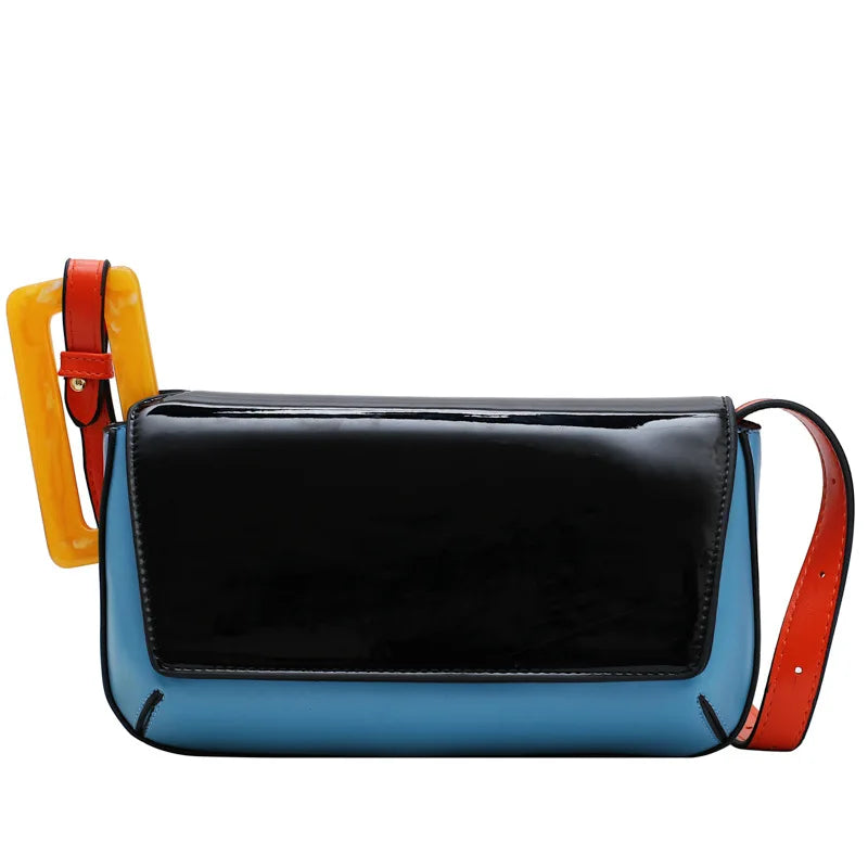 Latest Fashion European Cheap square Hit Color Acrylic Blue Handbags