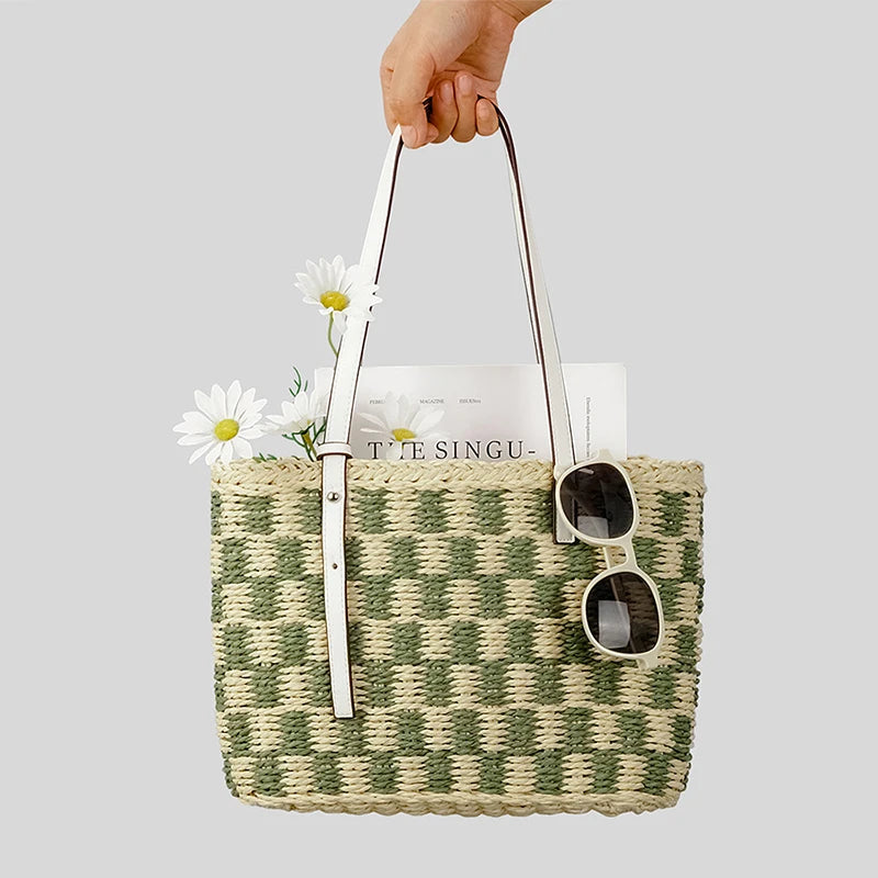 Lattice Woven Handmade Summer Fashion Women Holiday Handbag Straw Bag