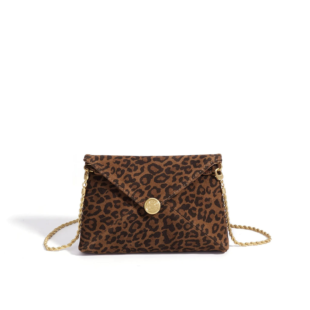 Leopard Print Suede Bags Clutch Bags Evening Bags Genuine Leather Ladys Bags Chain Strap Women's Shoulder Bag Crossbody Bags