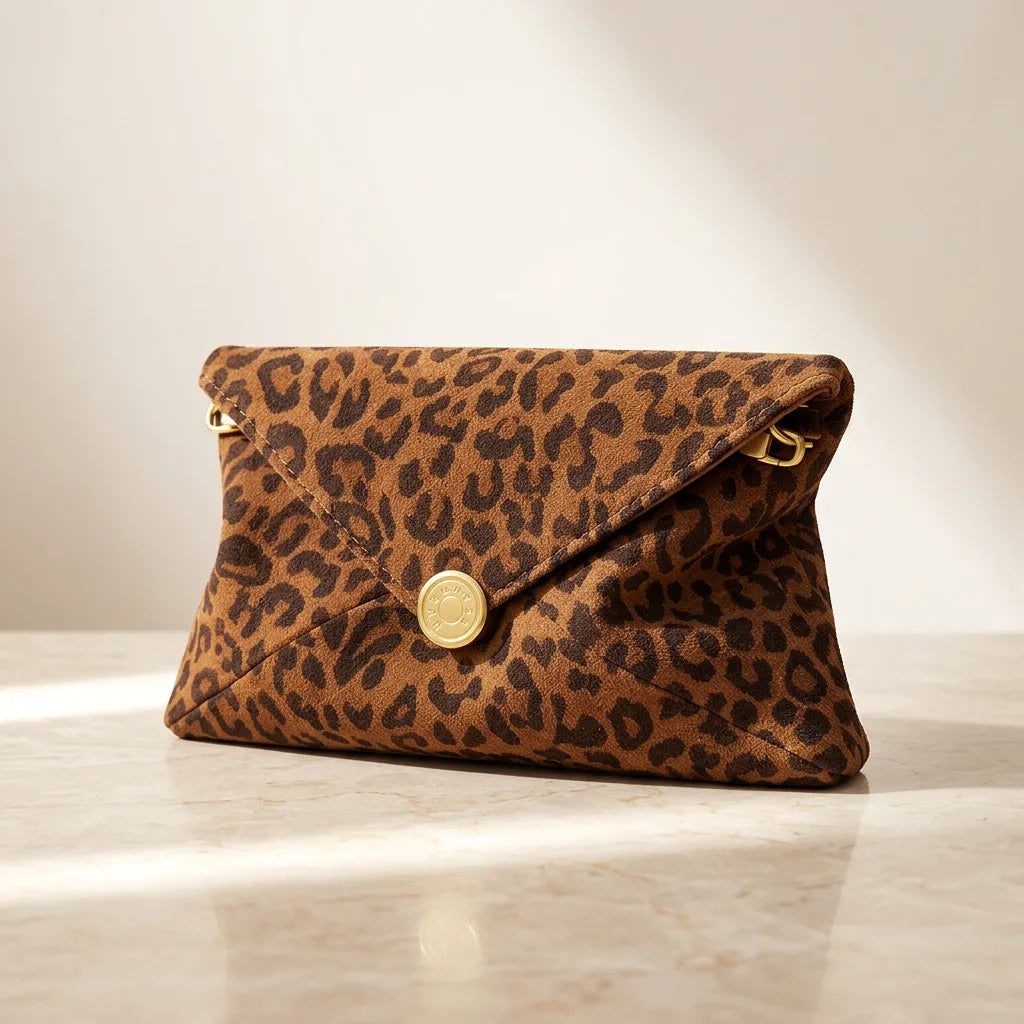 Leopard Print Suede Bags Clutch Bags Evening Bags Genuine Leather Ladys Bags Chain Strap Women's Shoulder Bag Crossbody Bags