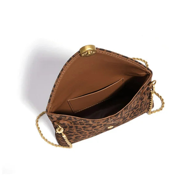 Leopard Print Suede Bags Clutch Bags Evening Bags Genuine Leather Ladys Bags Chain Strap Women's Shoulder Bag Crossbody Bags
