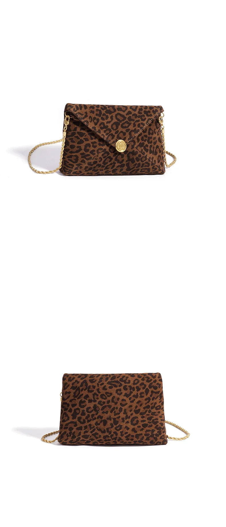 Leopard Print Suede Bags Clutch Bags Evening Bags Genuine Leather Ladys Bags Chain Strap Women's Shoulder Bag Crossbody Bags