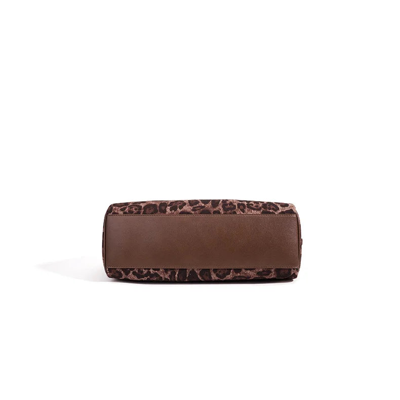 Leopard Print Women's Bags 2026 New Canvas with Cowhide Ladies Shoulder Bags Underarm Bags Leisure Fashion Lady Bags