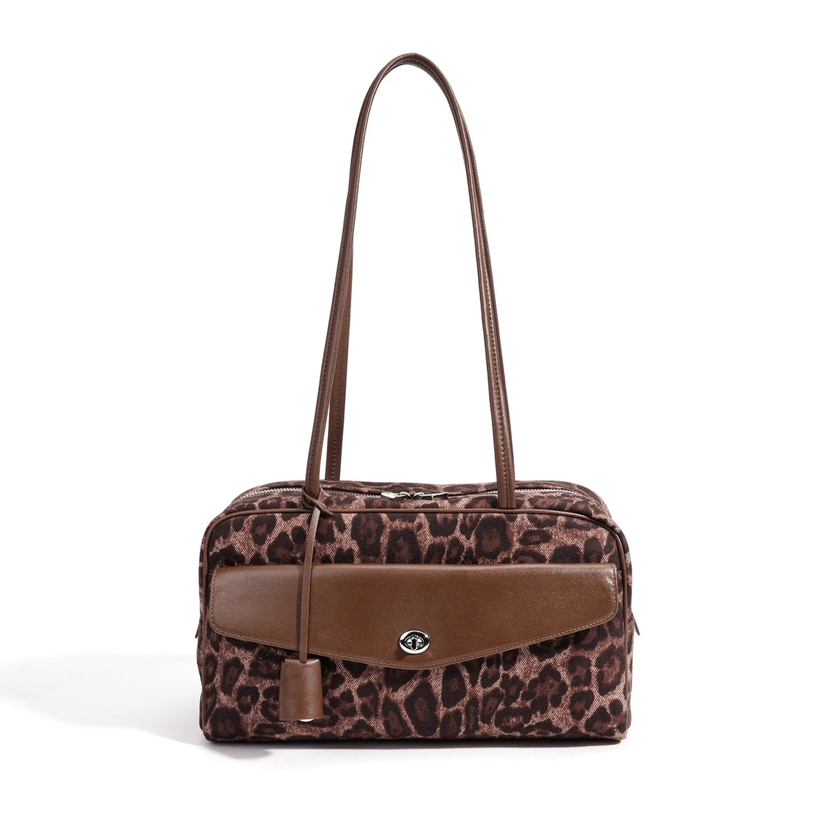 Leopard Print Women's Bags 2026 New Canvas with Cowhide Ladies Shoulder Bags Underarm Bags Leisure Fashion Lady Bags