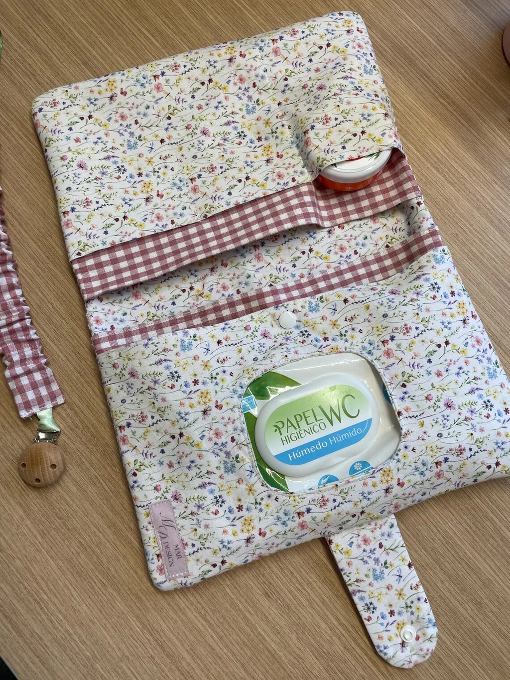 Lightweight Floral Foldable Storage Bag Compact Roll up Organizer Pouch for Travel Stroller Baby Care Cosmetic Storage