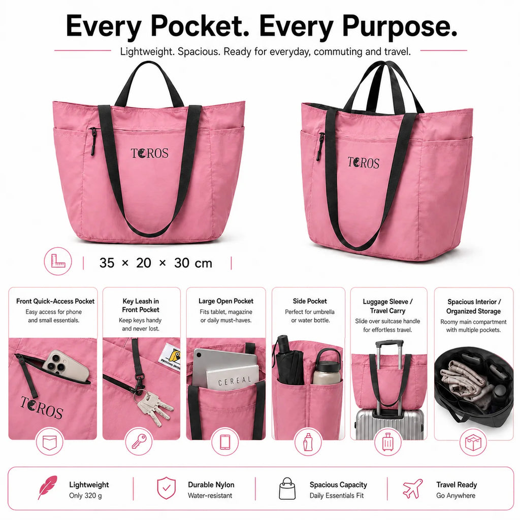 Lightweight Water-Resistant Nylon Tote Bag OEM Multi-Pocket Large Capacity Wholesale